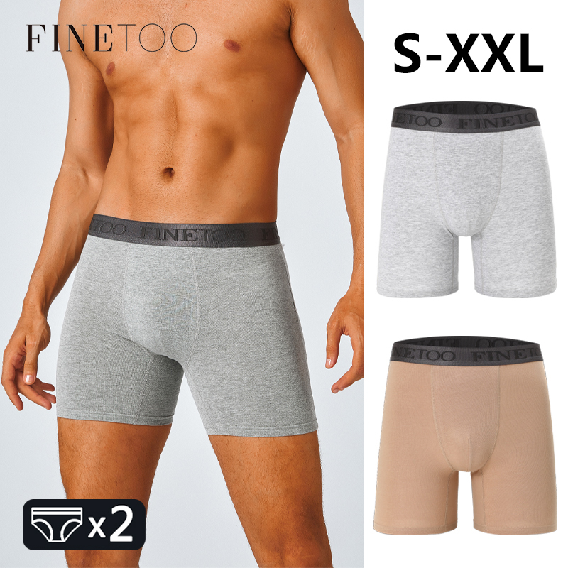 2pcs Cotton Long Boxers For Me - Boxer Brief Pack Cotton บทวิจารณ์และราคา