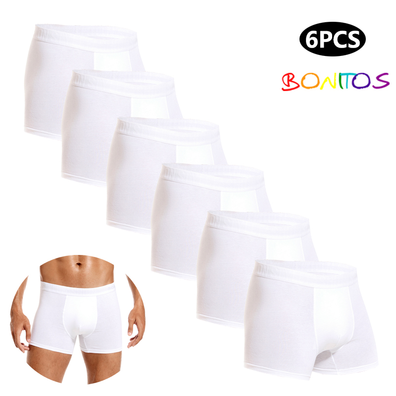 6pcs White Men Panties Cotton  - Boxer Shorts Modal บทวิจารณ์และราคา