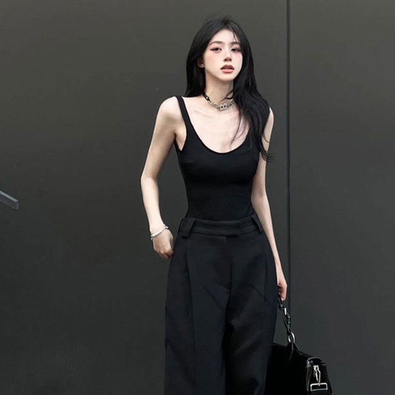 Black Strappy Bodysuit Sexy Ba - Tank Top Ribbed บทวิจารณ์และราคา