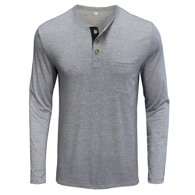 Men's Long Sleeve Henley Style - Undershirt Crew Neck บทวิจารณ์และราคา