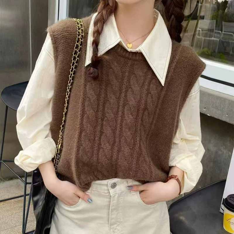 2025 New O-Neck Knitted Vest W - Sleeveless Undershirt บทวิจารณ์และราคา