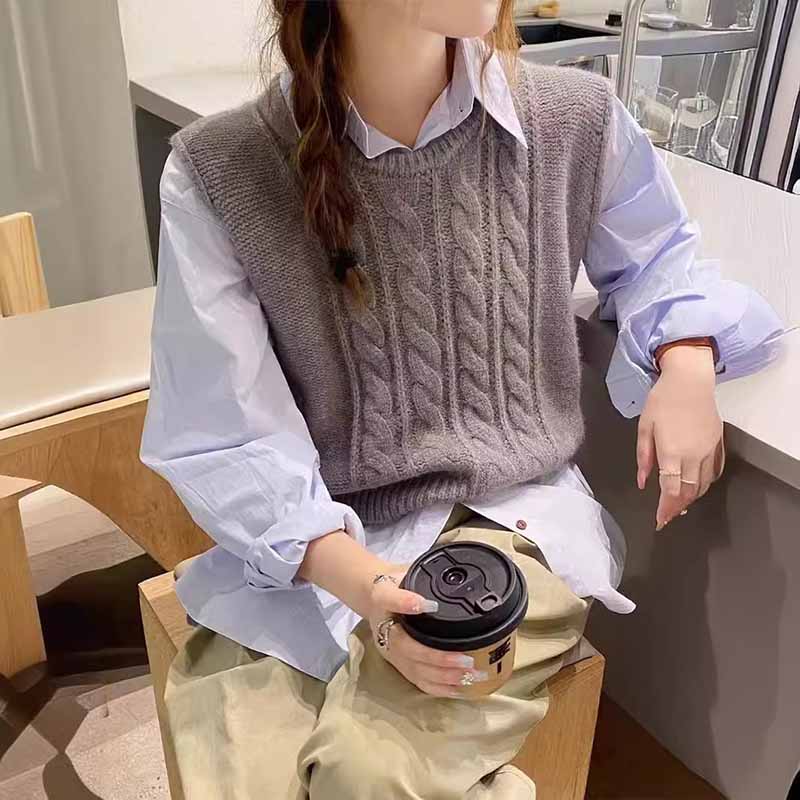 2025 New O-Neck Knitted Vest W - Sleeveless Undershirt บทวิจารณ์และราคา