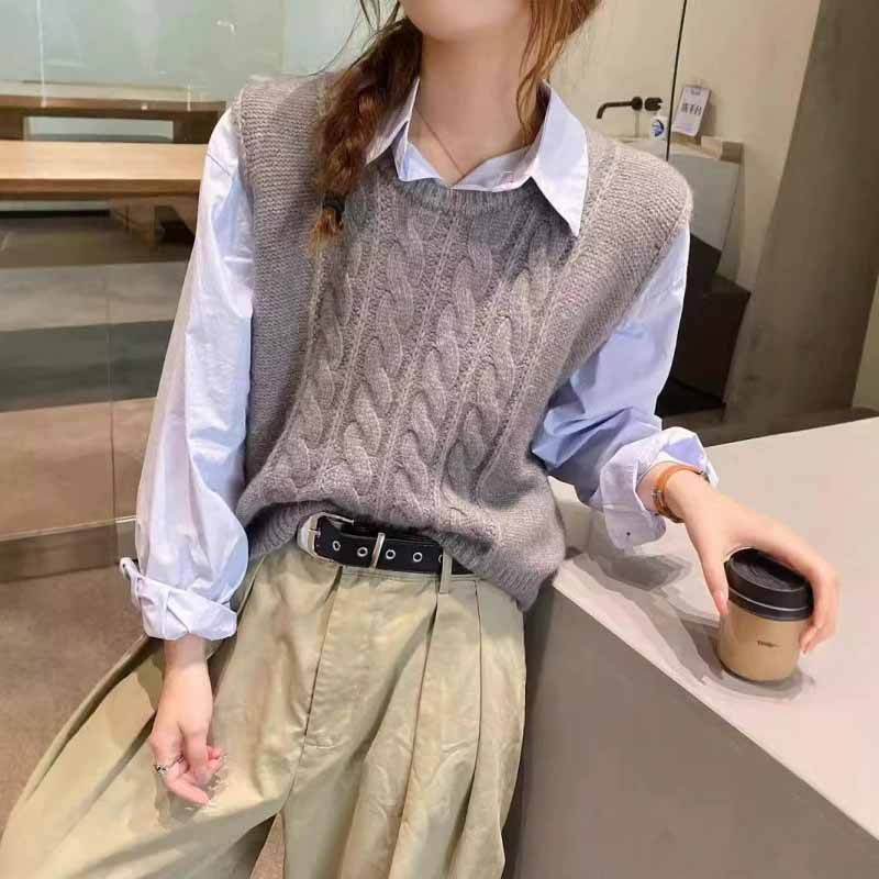 2025 New O-Neck Knitted Vest W - Sleeveless Undershirt บทวิจารณ์และราคา