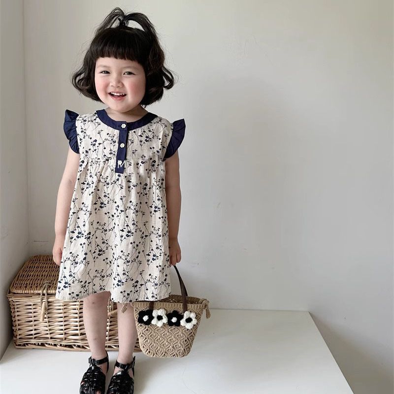 Girls summer floral dress 2024 - Undershirt Crew Neck บทวิจารณ์และราคา