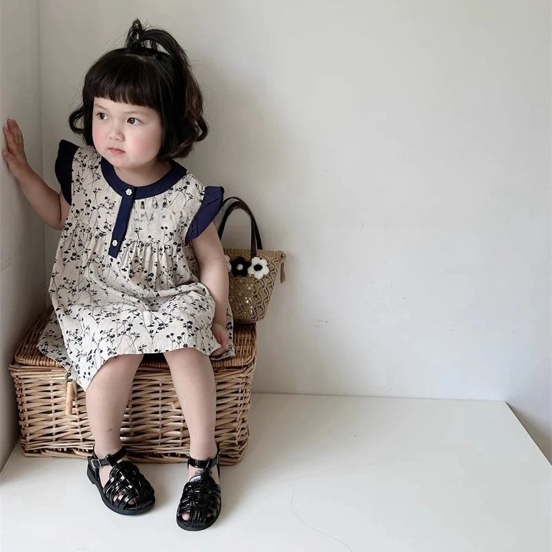 Girls summer floral dress 2024 - Undershirt Crew Neck บทวิจารณ์และราคา