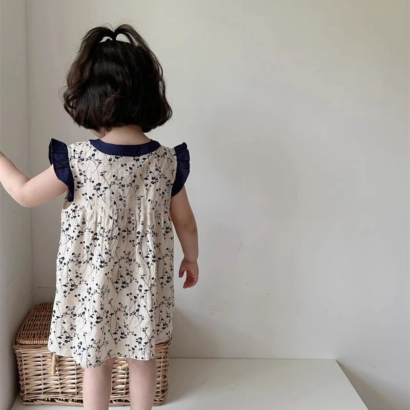 Girls summer floral dress 2024 - Undershirt Crew Neck บทวิจารณ์และราคา