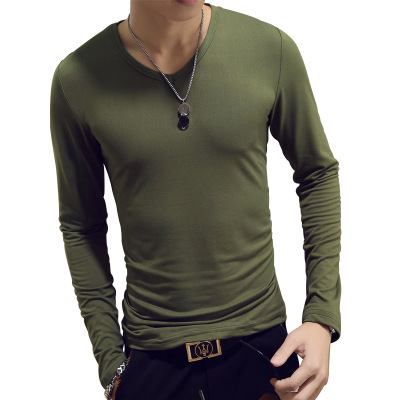 V Neck Mens T Shirts Plain Lon - Undershirt Crew Neck บทวิจารณ์และราคา