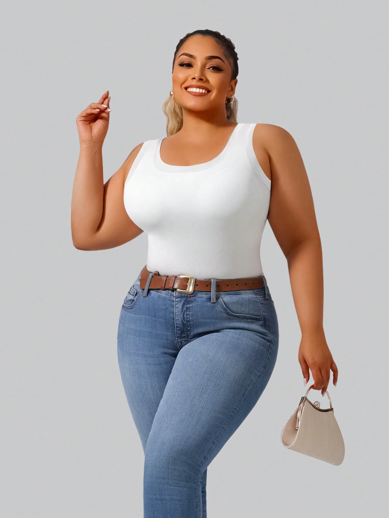 Plus Size Women's Solid Ribbed - Tank Top Ribbed บทวิจารณ์และราคา