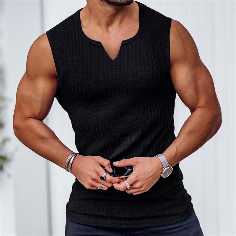 2024 Summer new men V-neck Ves - Undershirt Crew Neck บทวิจารณ์และราคา