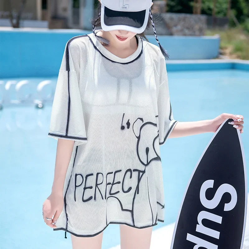 Swimsuit Women Split 3 Piece S - Mesh Sport Boxer บทวิจารณ์และราคา