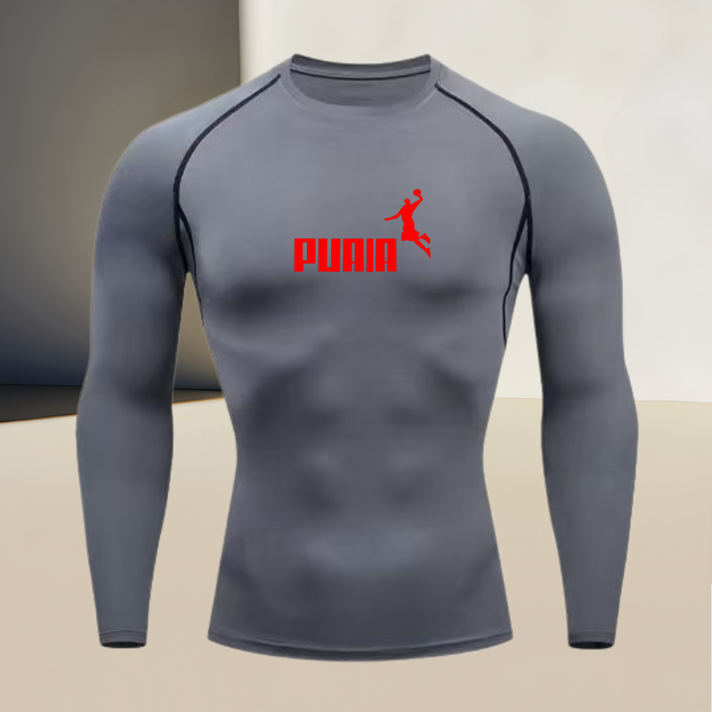 Men's long sleeved round neck  - T Shirt Tight Fit บทวิจารณ์และราคา