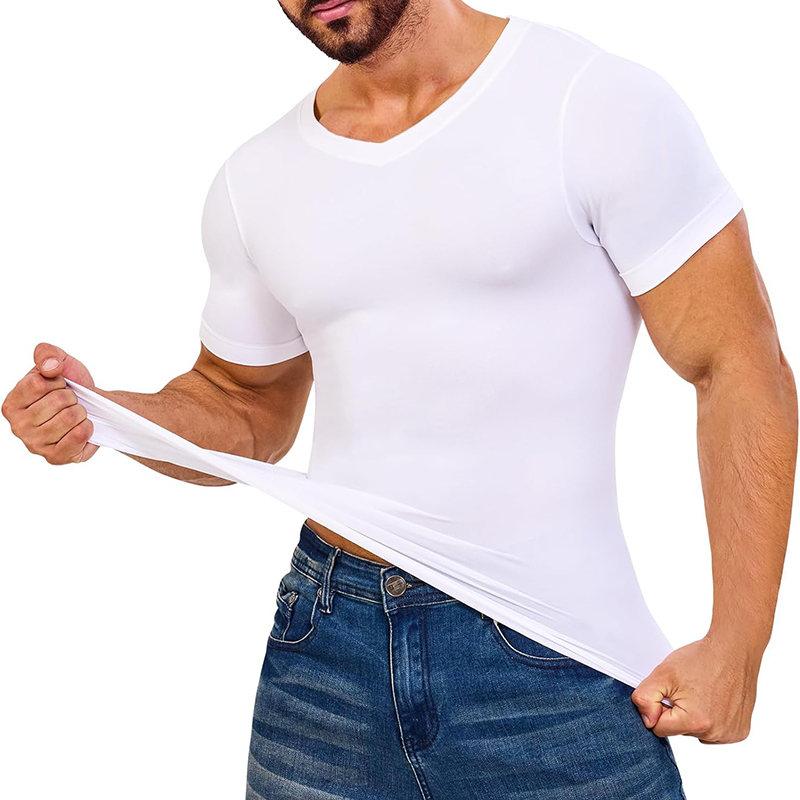 Men V Neck Compression Shirts  - Undershirt Crew Neck บทวิจารณ์และราคา