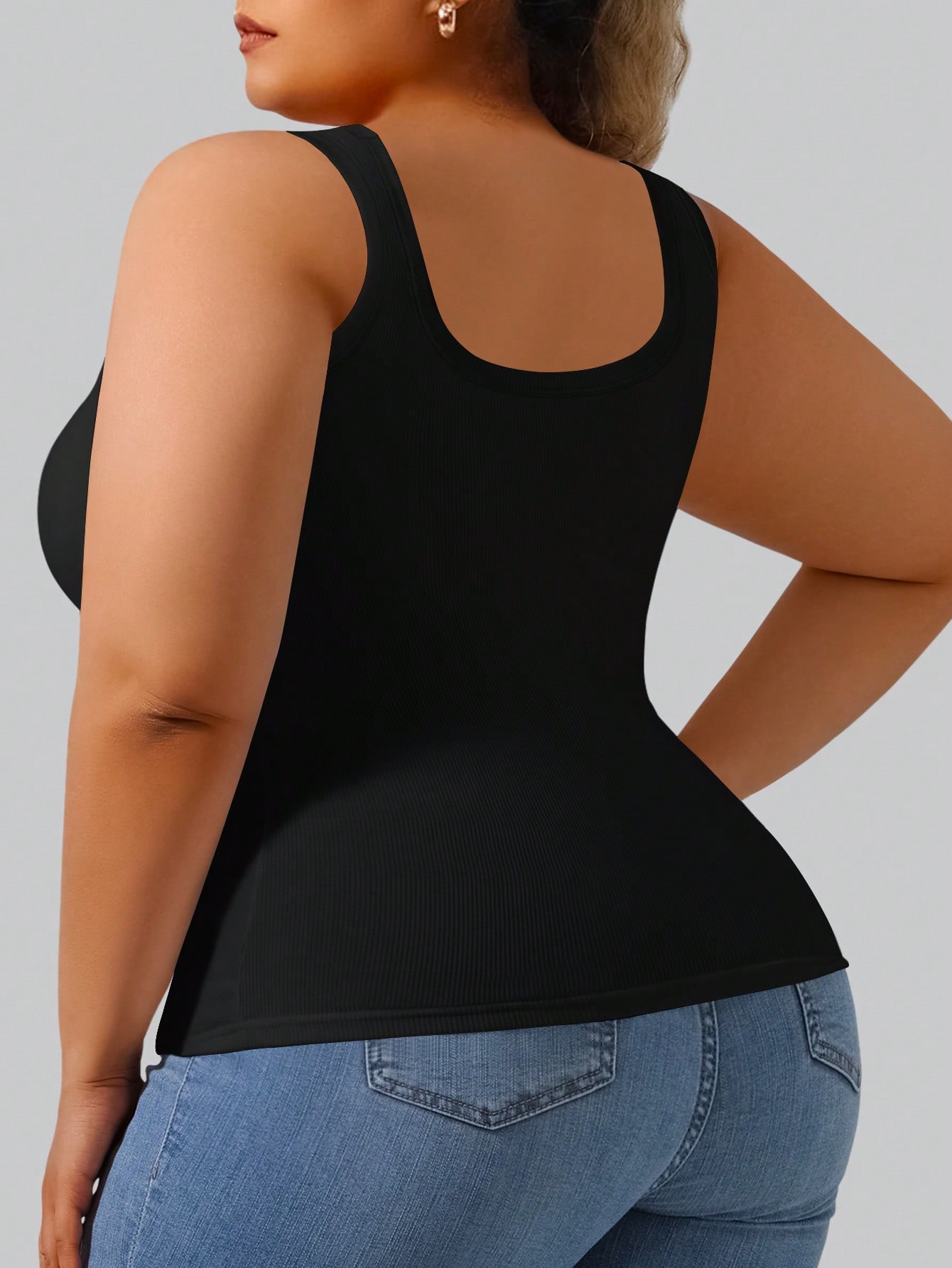 Plus Size Women's High Stretch - Tank Top Ribbed บทวิจารณ์และราคา