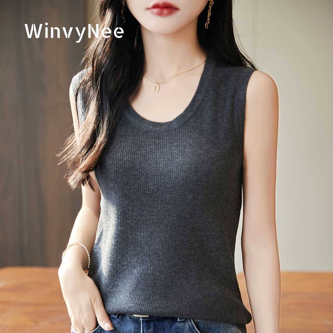 WinvyNee Women Deep Crew Neck  - Tank Top Ribbed บทวิจารณ์และราคา